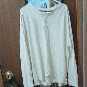 GAP Men's Beige Long Sleeve Henley Shirt